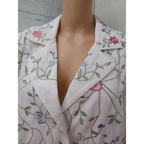 Maggie Sweet/Lily Taylor Green White Floral Suit Set 2 Pc Jacket Skirt Sz 1X - Picture 2 of 9